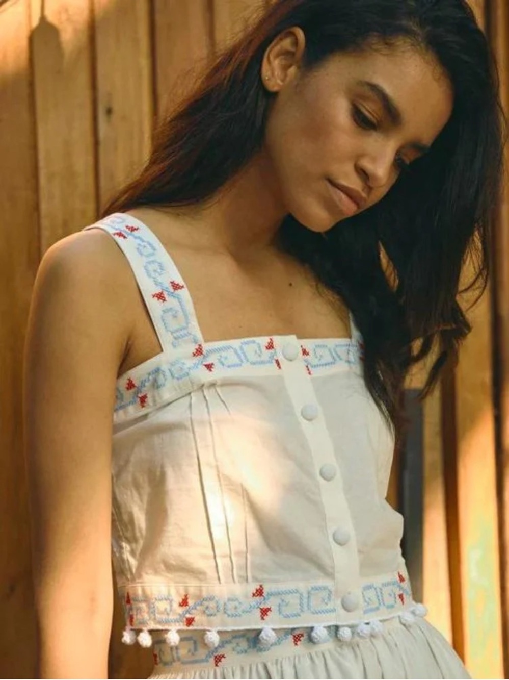 NWT Hunter Bell Emery White Embroidered 100% Cotton Tank Top - Size Large